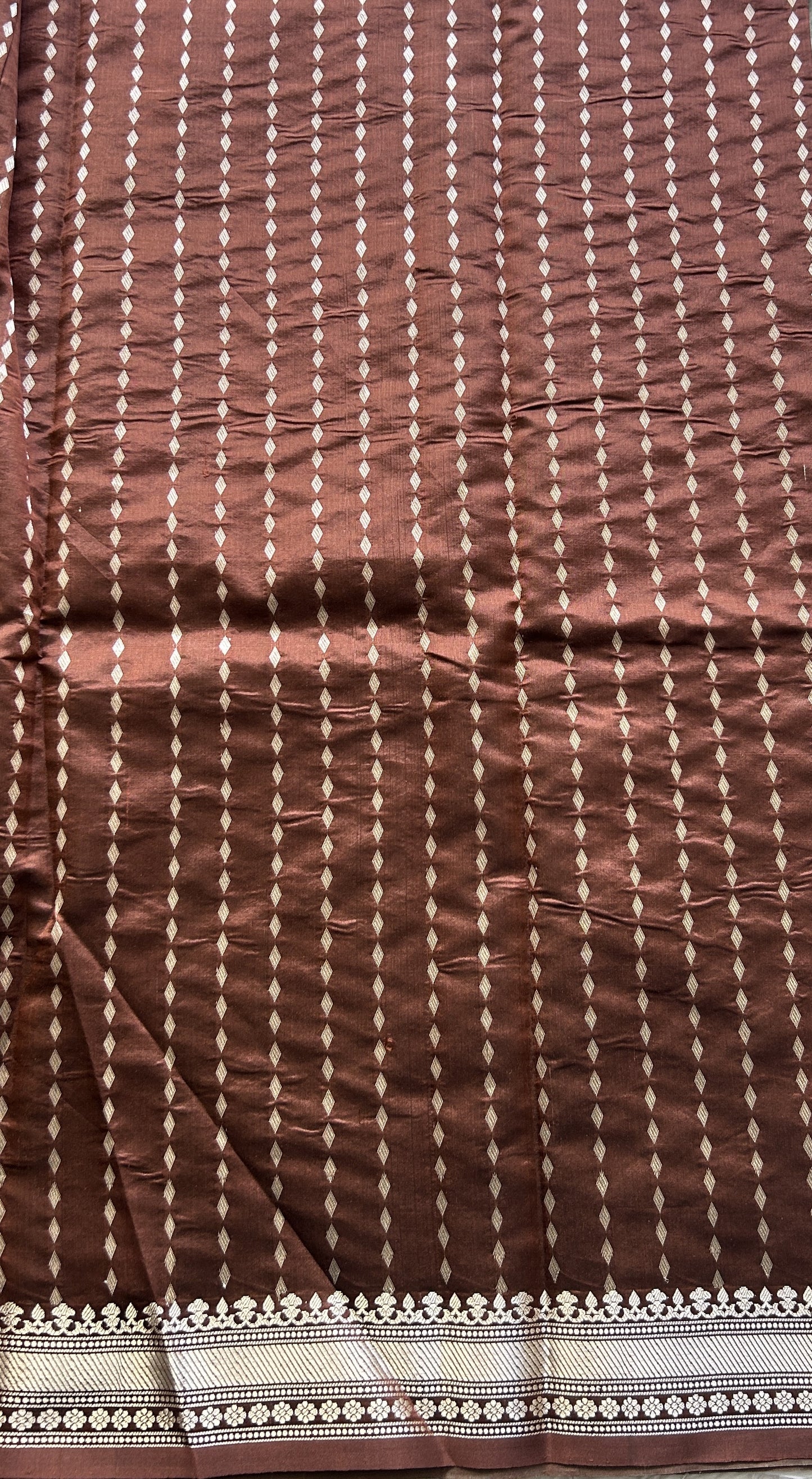 Banarasi Katan Silk Saree Light Gray Colored Elegantly Paired with a Zari border. - Sampradaya Designer Studio