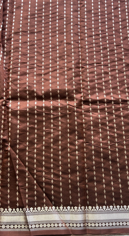 Banarasi Katan Silk Saree Light Gray Colored Elegantly Paired with a Zari border. - Sampradaya Designer Studio