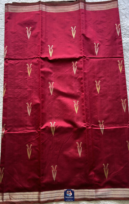 Banarasi Katan Silk Saree Magenta Colored Elegantly Paired with a Zari border. - Sampradaya Designer Studio