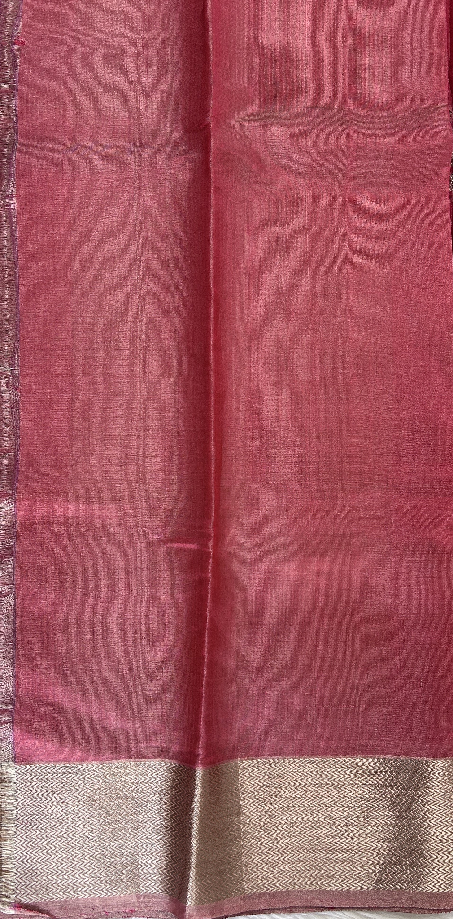 Chanderi Pattu Saree Venetian Red colored saree complemented with a Gold Zari Border - Sampradaya Designer Studio