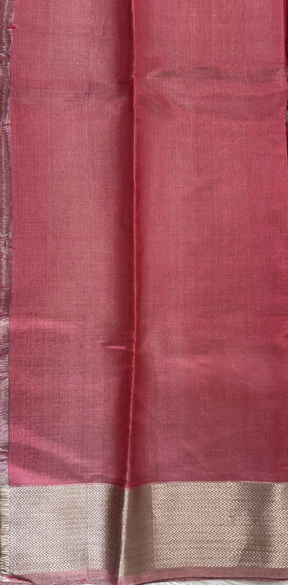 Chanderi Pattu Saree Venetian Red colored saree complemented with a Gold Zari Border - Sampradaya Designer Studio