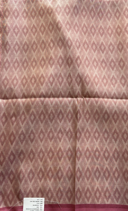 Semi Tussar Saree Baby Pink Colored complemented with a Zari Border. - Sampradaya Designer Studio