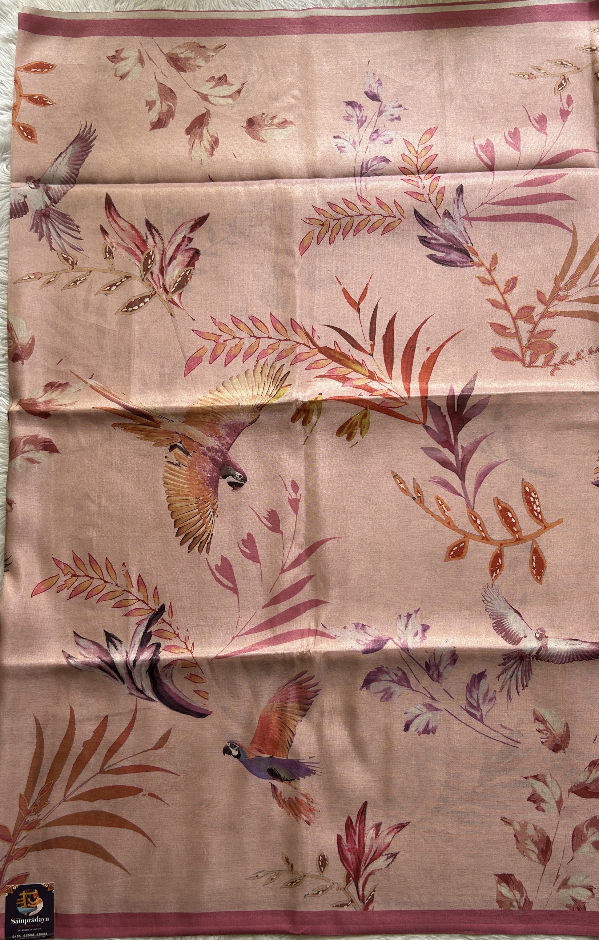 Semi Tussar Saree Baby Pink Colored complemented with a Zari Border. - Sampradaya Designer Studio