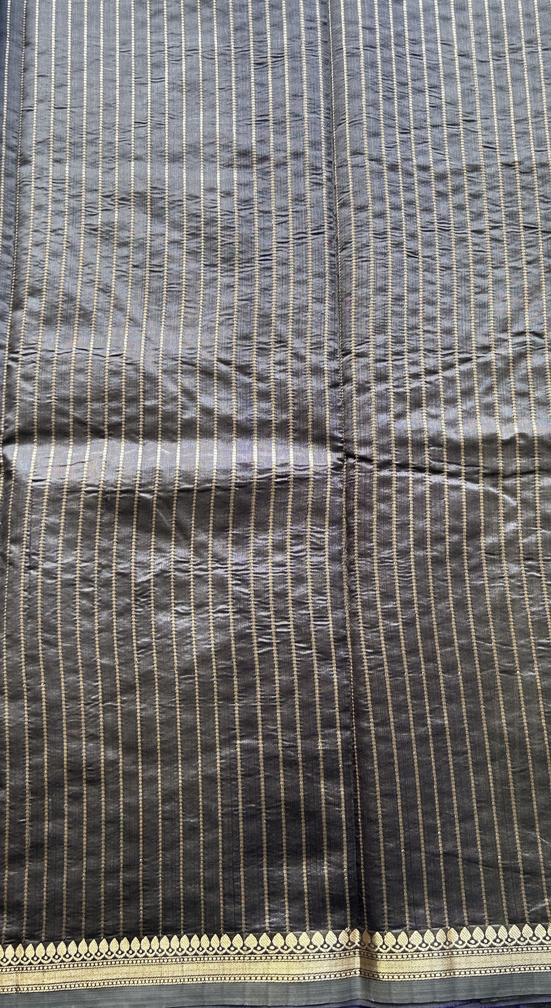 Banarasi Katan Silk Saree Deep Blue Colored Elegantly Paired with a Zari border. - Sampradaya Designer Studio