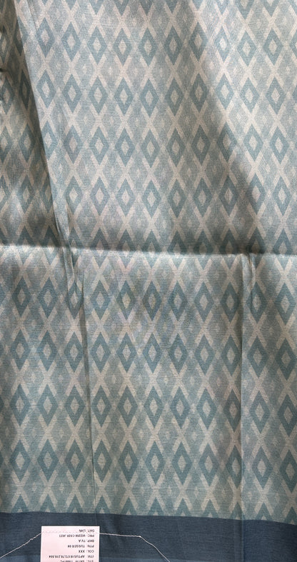 Semi Tussar Saree Sky Blue Colored complemented with a Zari Border. - Sampradaya Designer Studio