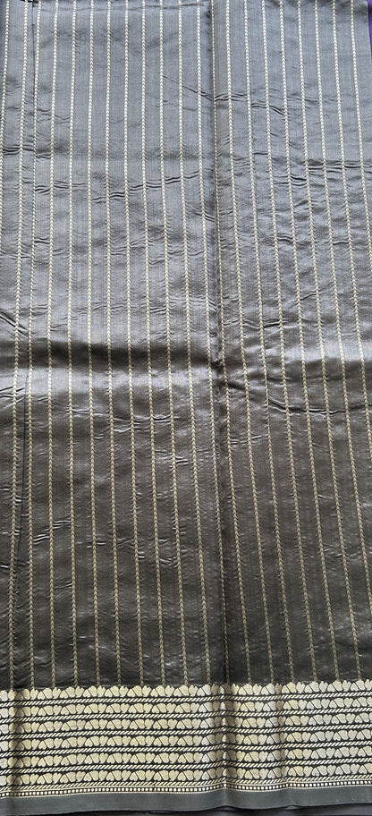 Banarasi Katan Silk Saree Violet Colored Elegantly Paired with a Zari border. - Sampradaya Designer Studio