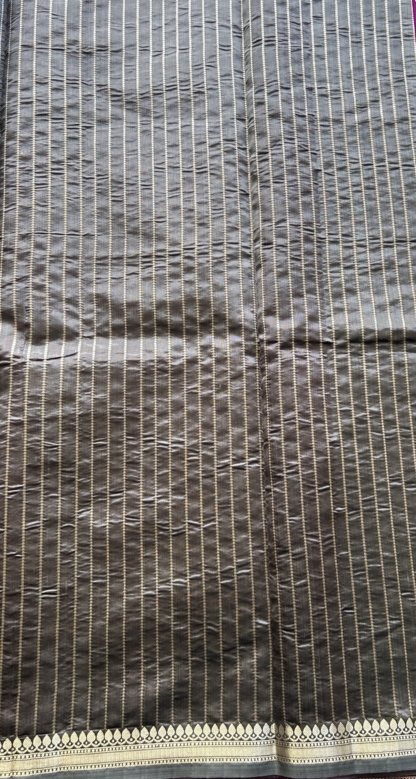 Banarasi Katan Silk Saree Dark Pink Colored Elegantly Paired with a Zari border. - Sampradaya Designer Studio