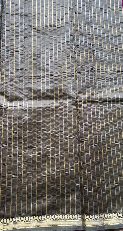 Banarasi Katan Silk Saree Dark Pink Colored Elegantly Paired with a Zari border. - Sampradaya Designer Studio