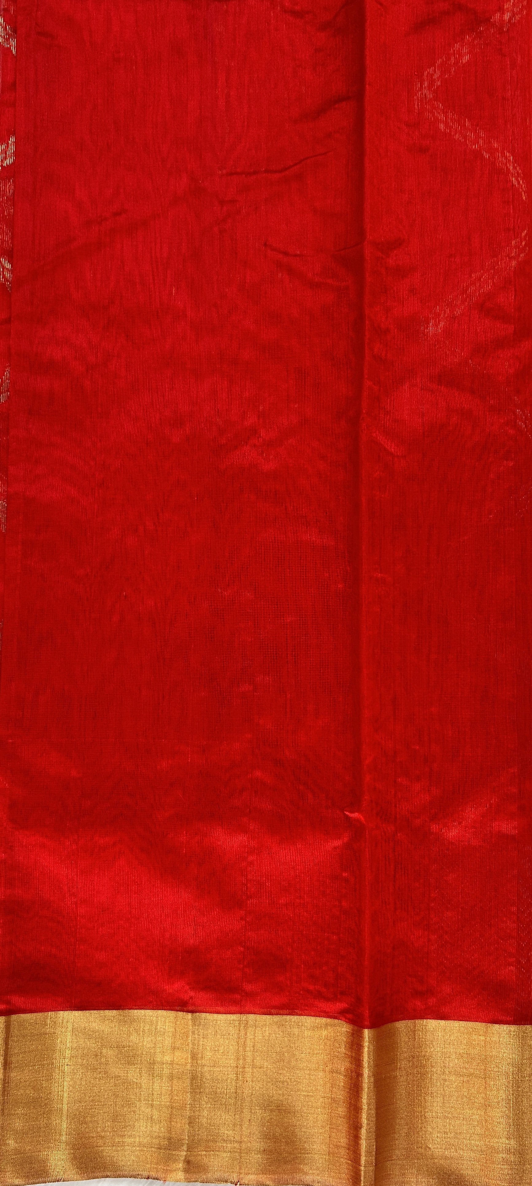 Chanderi Pattu Saree Red colored saree complemented with a Gold Zari Border - Sampradaya Designer Studio