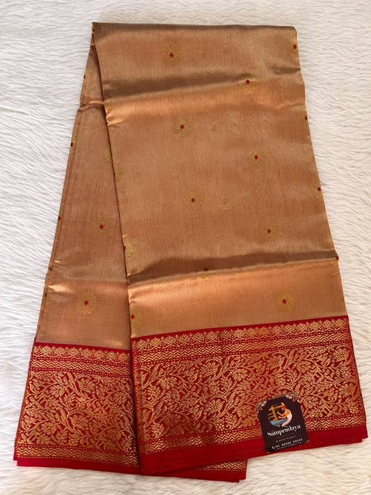 Chanderi Pattu Saree Gold colored saree complemented with a Kanchi Border - Sampradaya Designer Studio