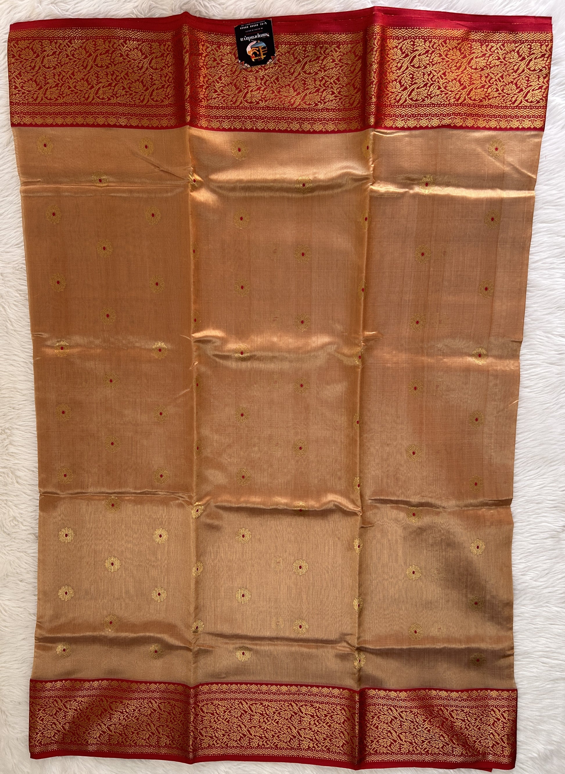 Chanderi Pattu Saree Gold colored saree complemented with a Kanchi Border - Sampradaya Designer Studio
