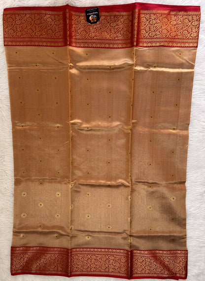 Chanderi Pattu Saree Gold colored saree complemented with a Kanchi Border - Sampradaya Designer Studio