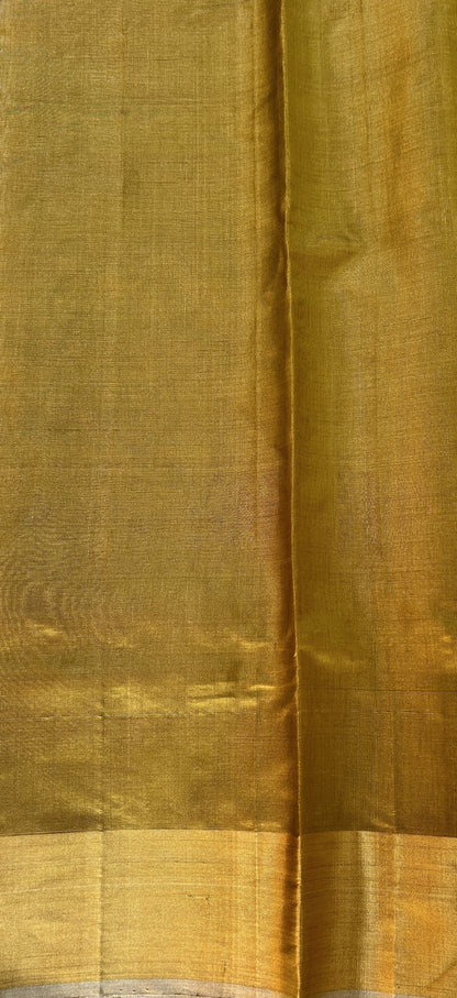 Chanderi Pattu Saree Pastel Green colored saree complemented with a Gold Zari Border - Sampradaya Designer Studio