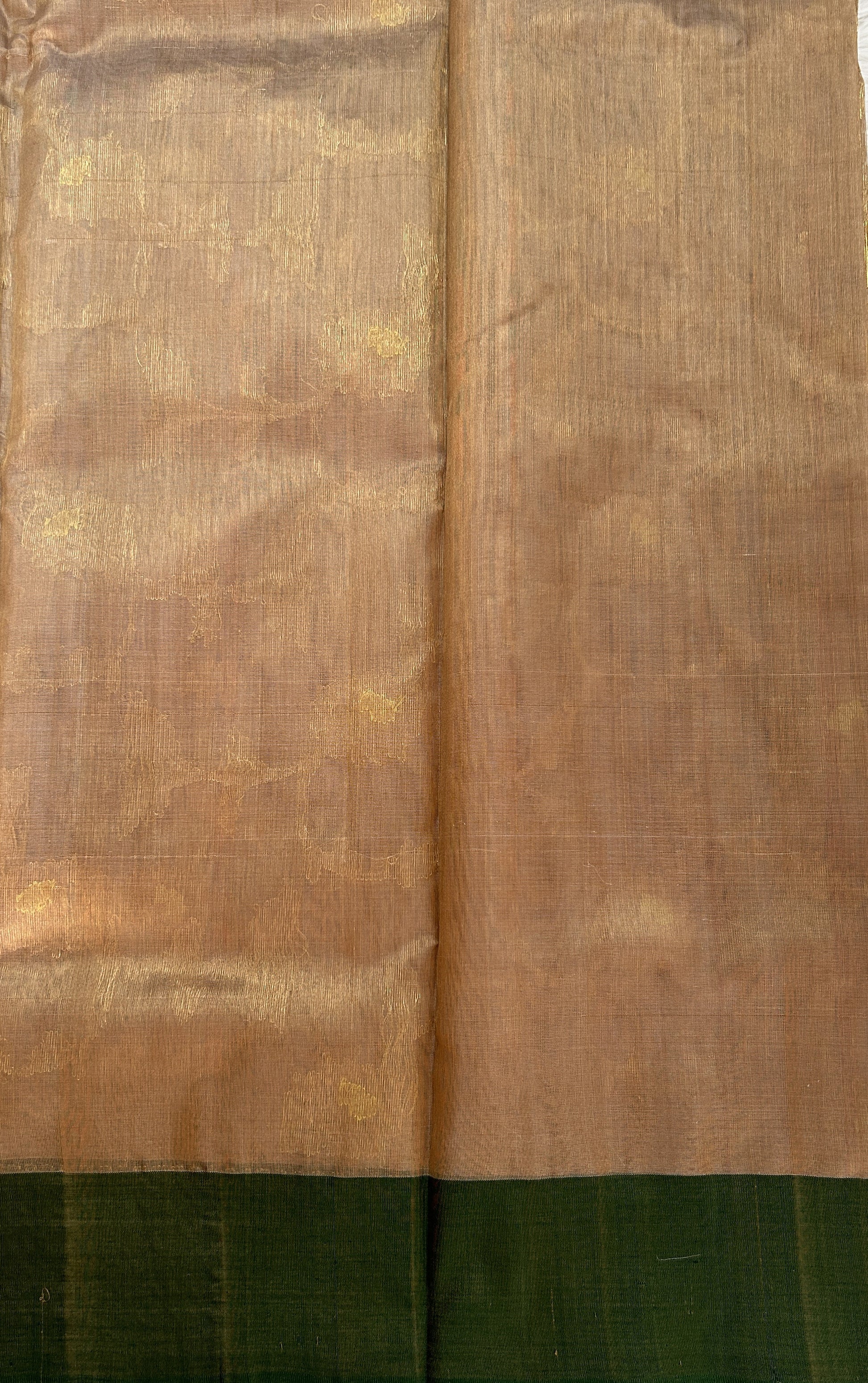 Chanderi Pattu Saree Light Brown colored saree complemented with a Dark Green Gold Zari Border - Sampradaya Designer Studio
