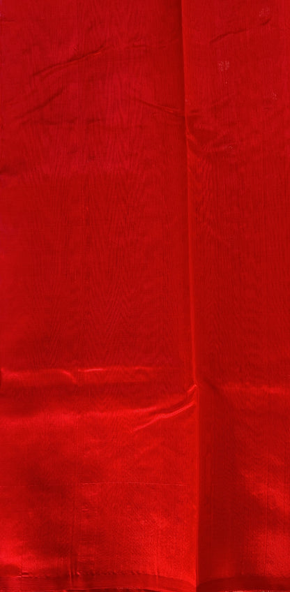 Chanderi Pattu Saree Red colored saree complemented with a Gold Zari Crown Border - Sampradaya Designer Studio