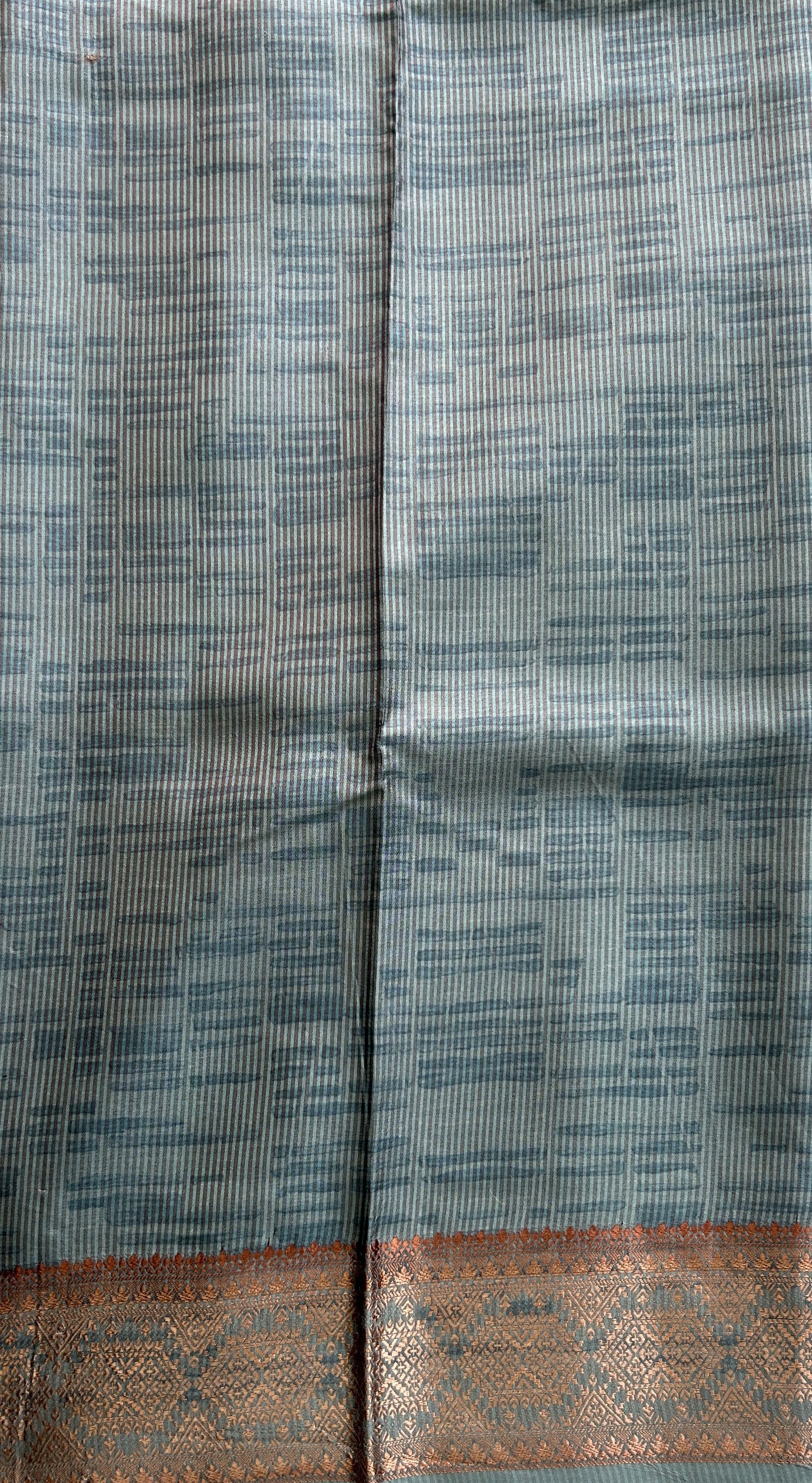 Semi Raw Silk Saree Sky Blue Colored Complemented with a Zari Border. - Sampradaya Designer Studio