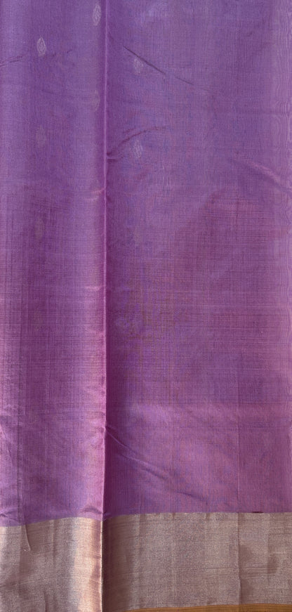 Chanderi Pattu Saree Lavender colored saree complemented with a Silver Zari border - Sampradaya Designer Studio