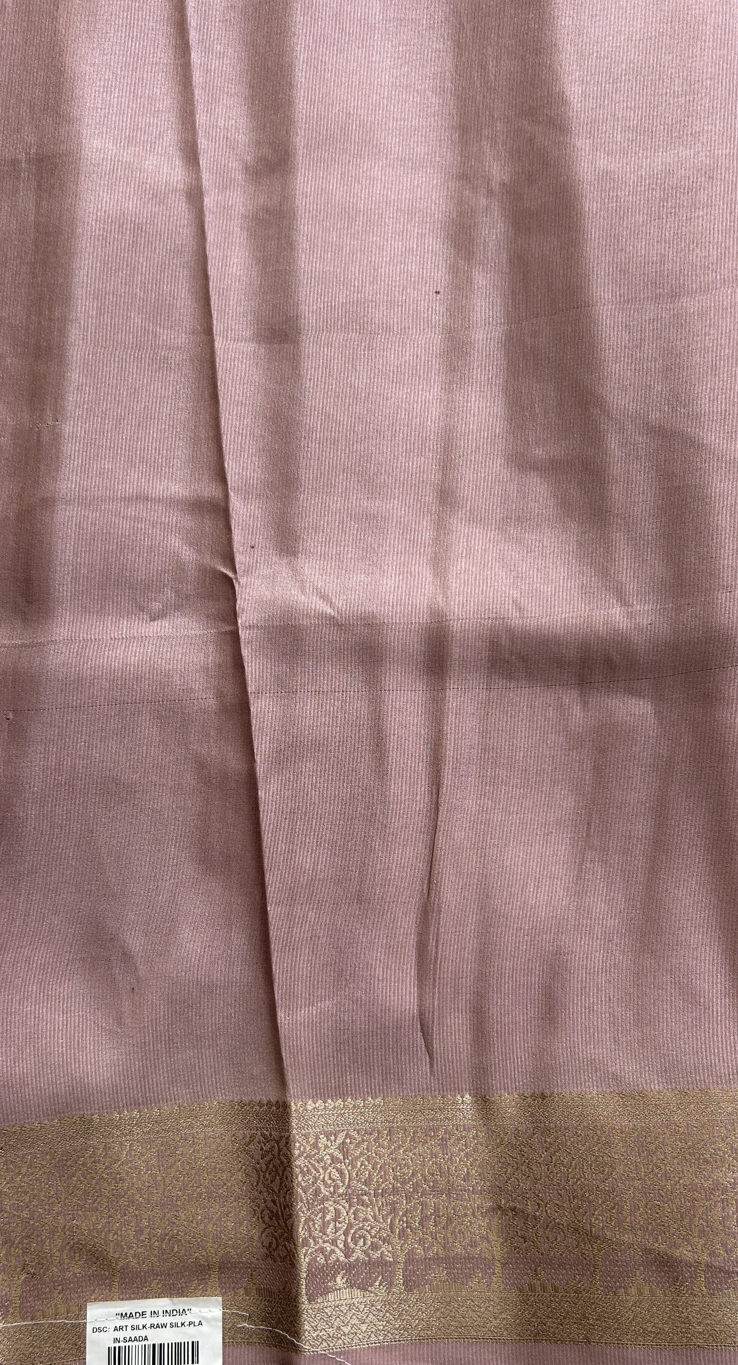 Semi Raw Silk Saree Lavender Colored Complemented with a Zari Border. - Sampradaya Designer Studio