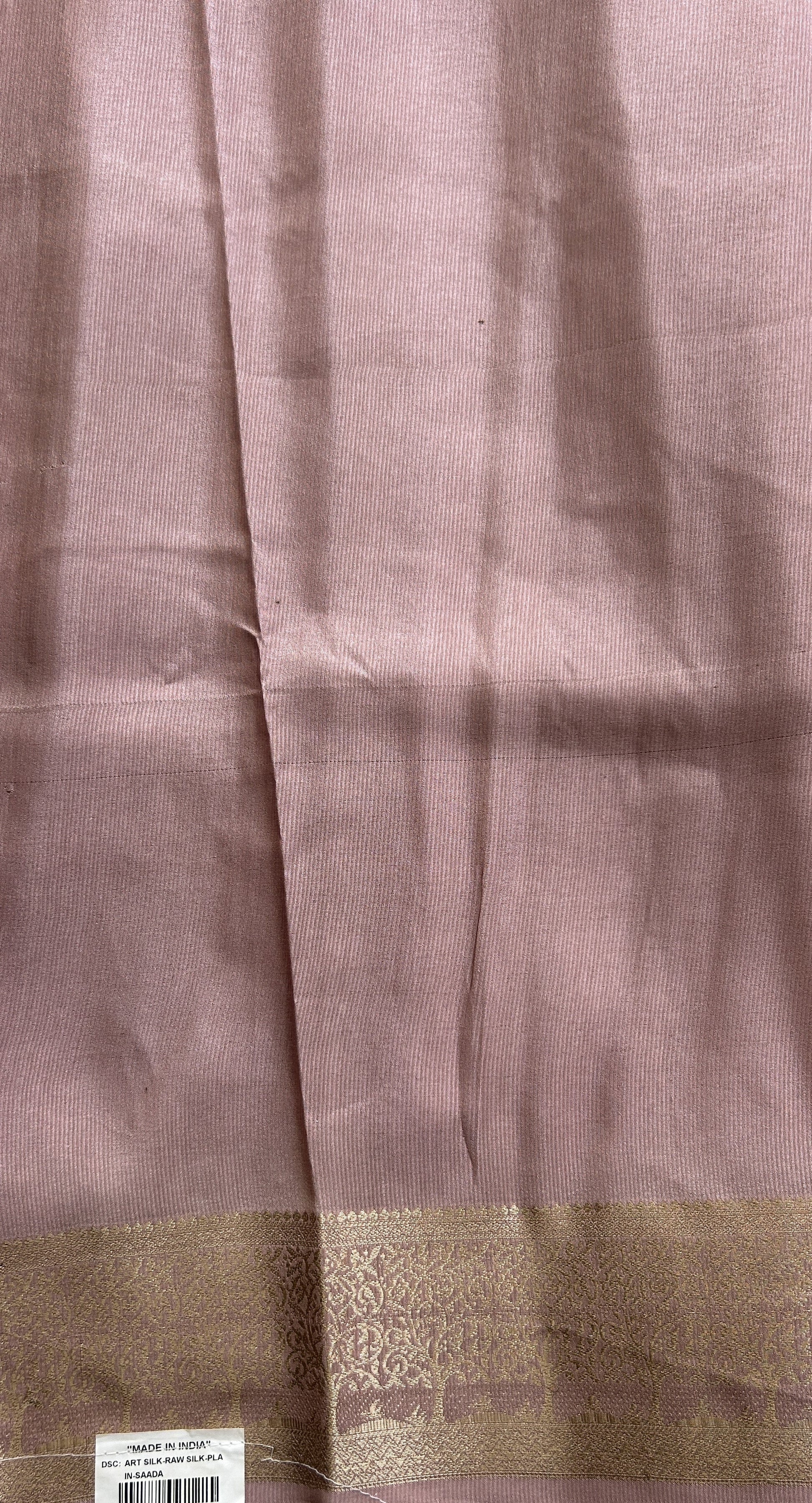 Semi Raw Silk Saree Lavender Colored Complemented with a Zari Border. - Sampradaya Designer Studio