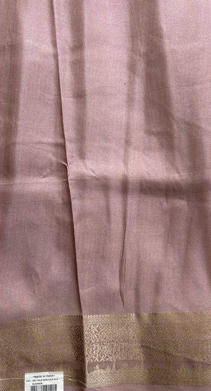 Semi Raw Silk Saree Lavender Colored Complemented with a Zari Border. - Sampradaya Designer Studio