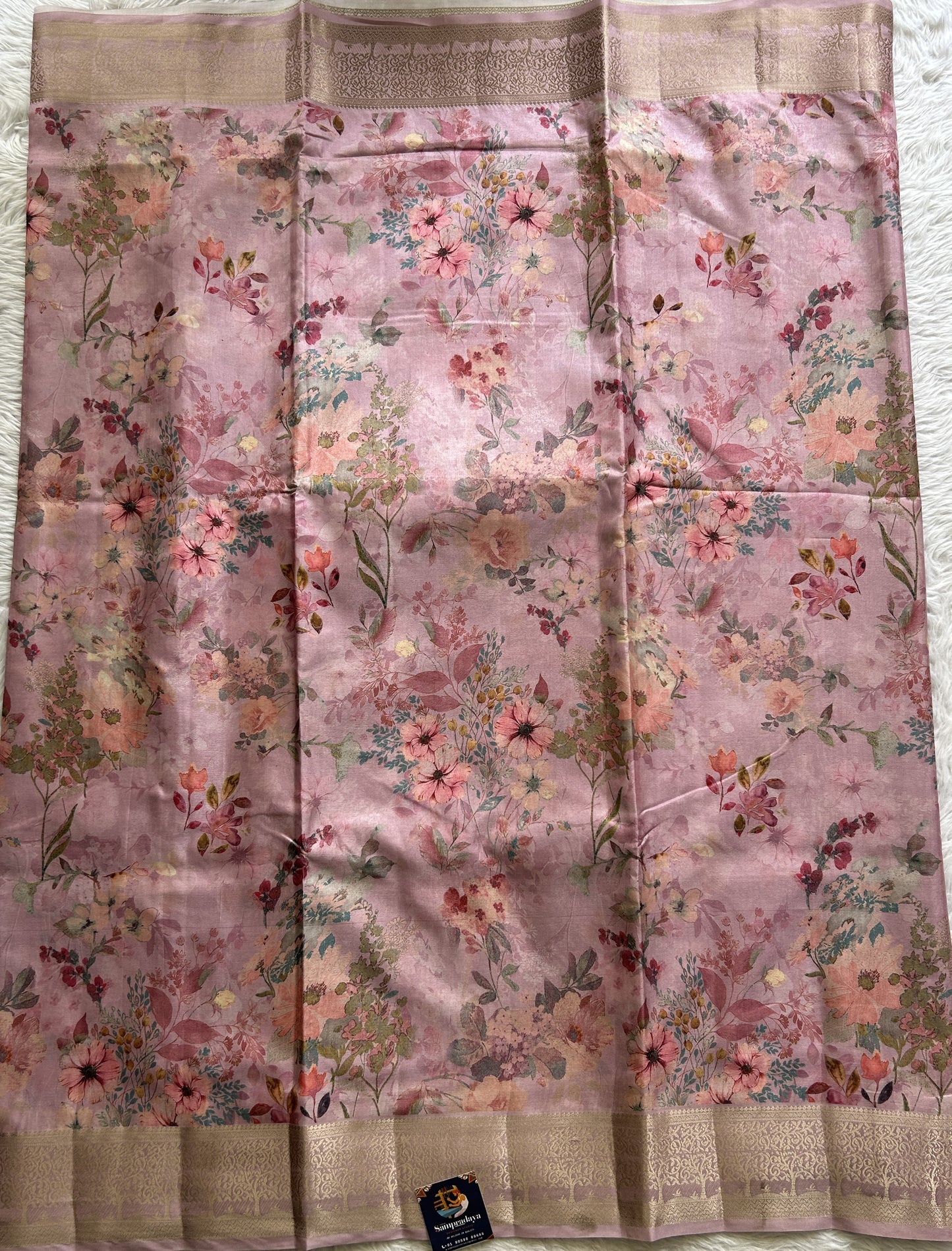 Semi Raw Silk Saree Lavender Colored Complemented with a Zari Border. - Sampradaya Designer Studio