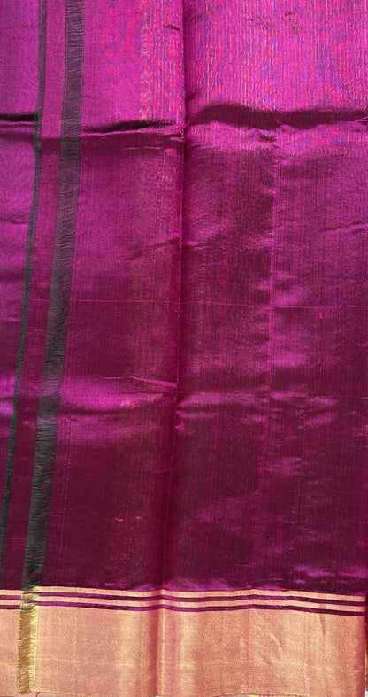 Chanderi Pattu Saree Magenta colored saree complemented with a Gold Zari border - Sampradaya Designer Studio