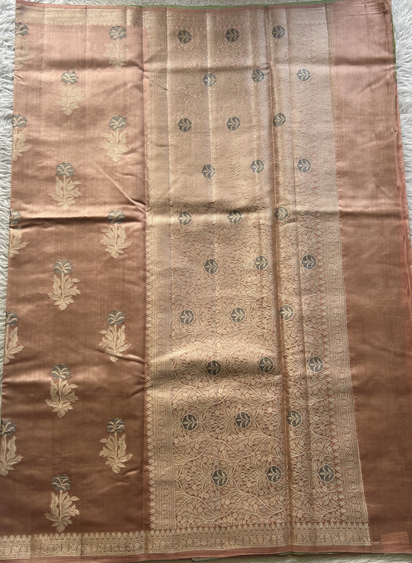 Chiniya Silk Saree Baby Pink Colored Elegantly Paired with a Zari Border. - Sampradaya Designer Studio