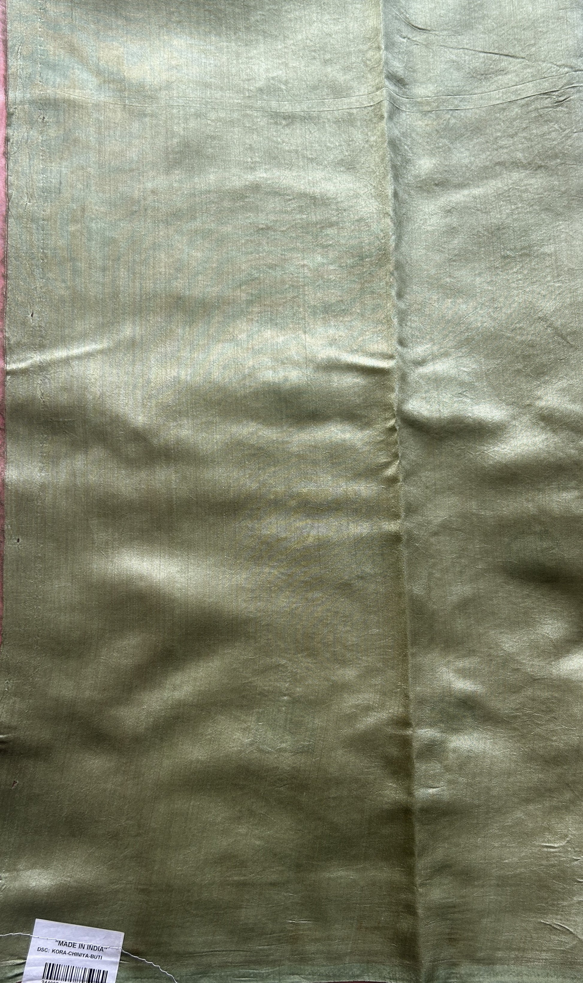 Chiniya Silk Saree Baby Pink Colored Elegantly Paired with a Zari Border. - Sampradaya Designer Studio