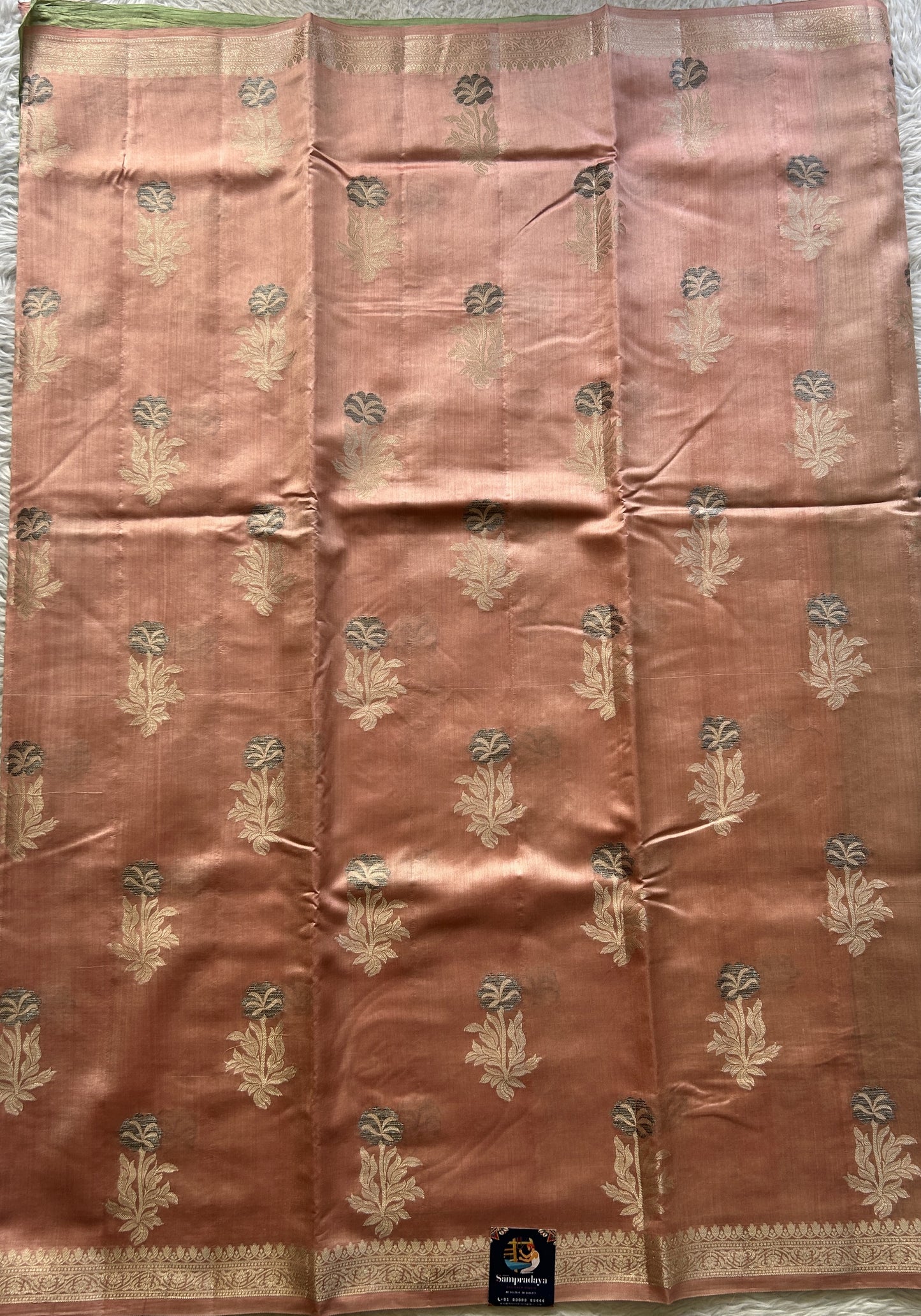 Chiniya Silk Saree Baby Pink Colored Elegantly Paired with a Zari Border. - Sampradaya Designer Studio