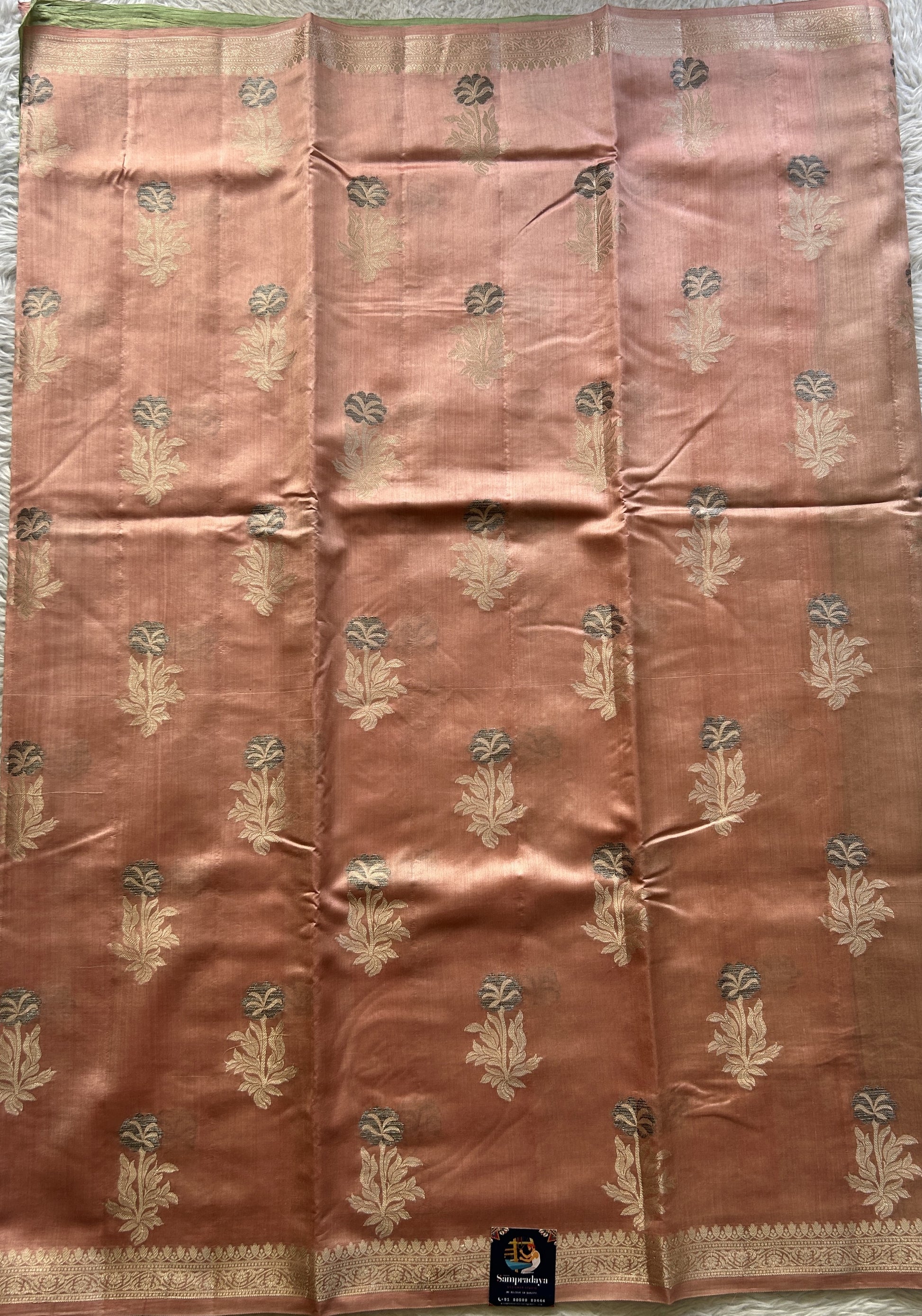 Chiniya Silk Saree Baby Pink Colored Elegantly Paired with a Zari Border. - Sampradaya Designer Studio