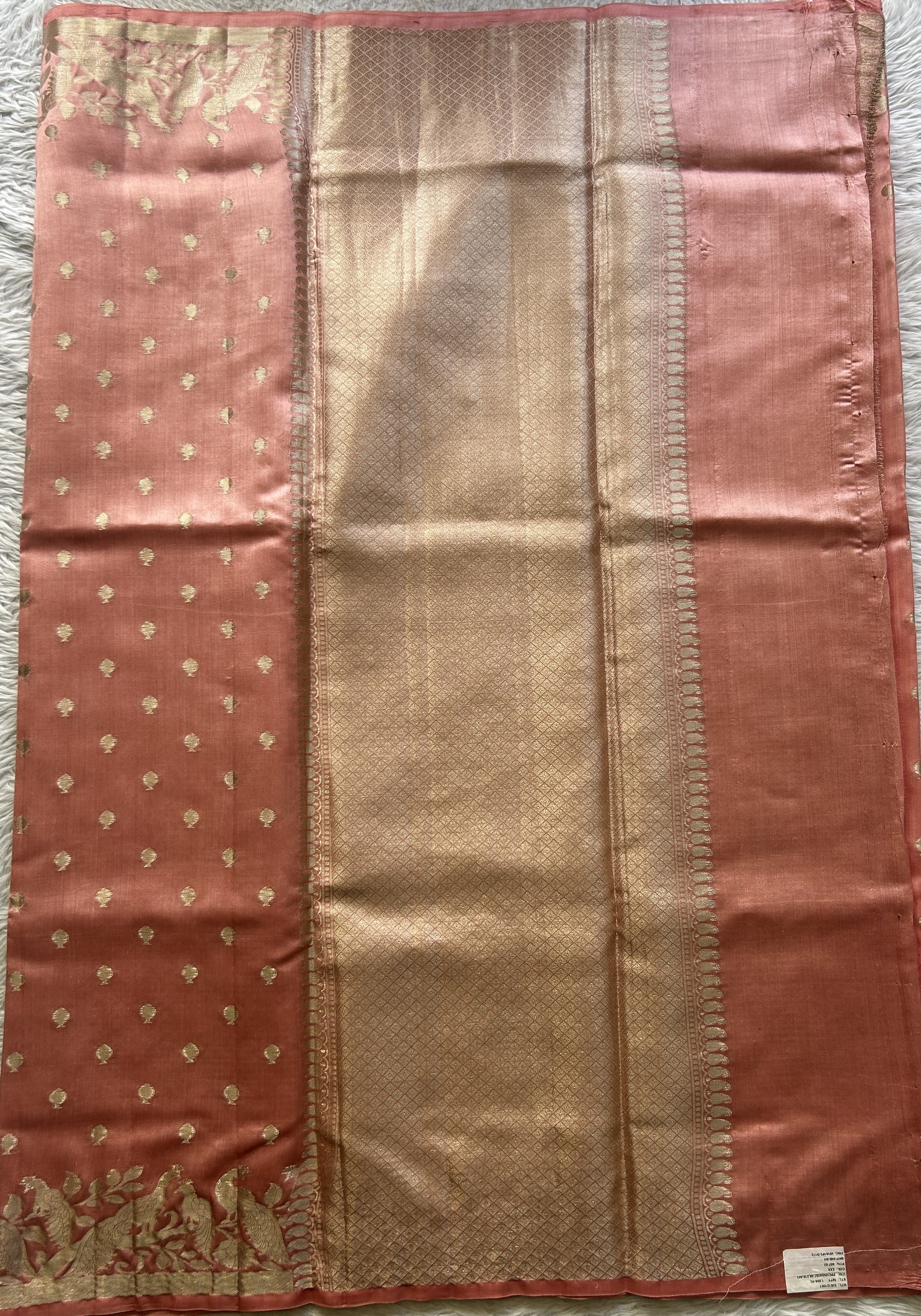 Chiniya Silk Saree Baby Pink Colored Elegantly Paired with a Jal Border. - Sampradaya Designer Studio