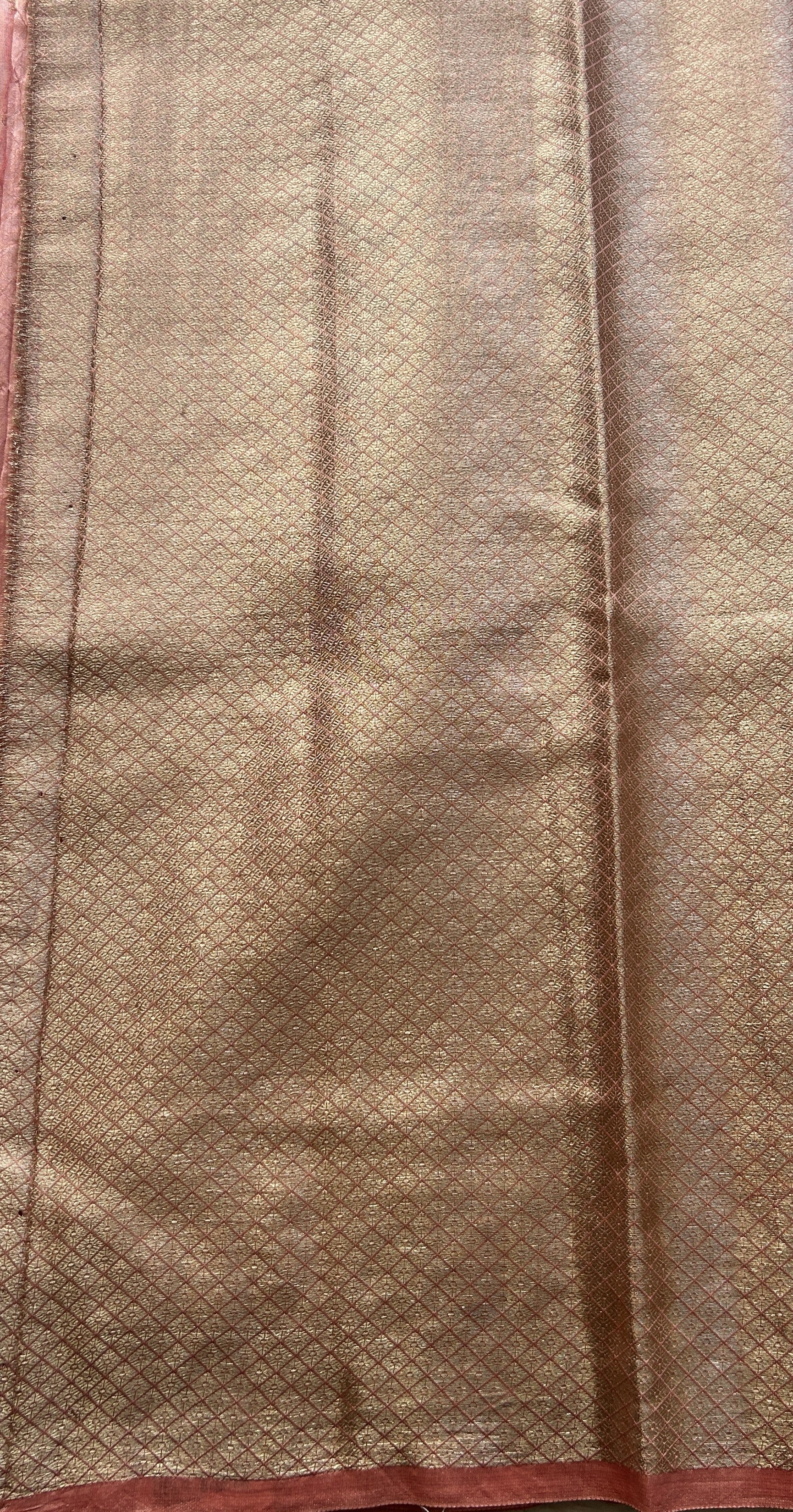 Chiniya Silk Saree Baby Pink Colored Elegantly Paired with a Jal Border. - Sampradaya Designer Studio