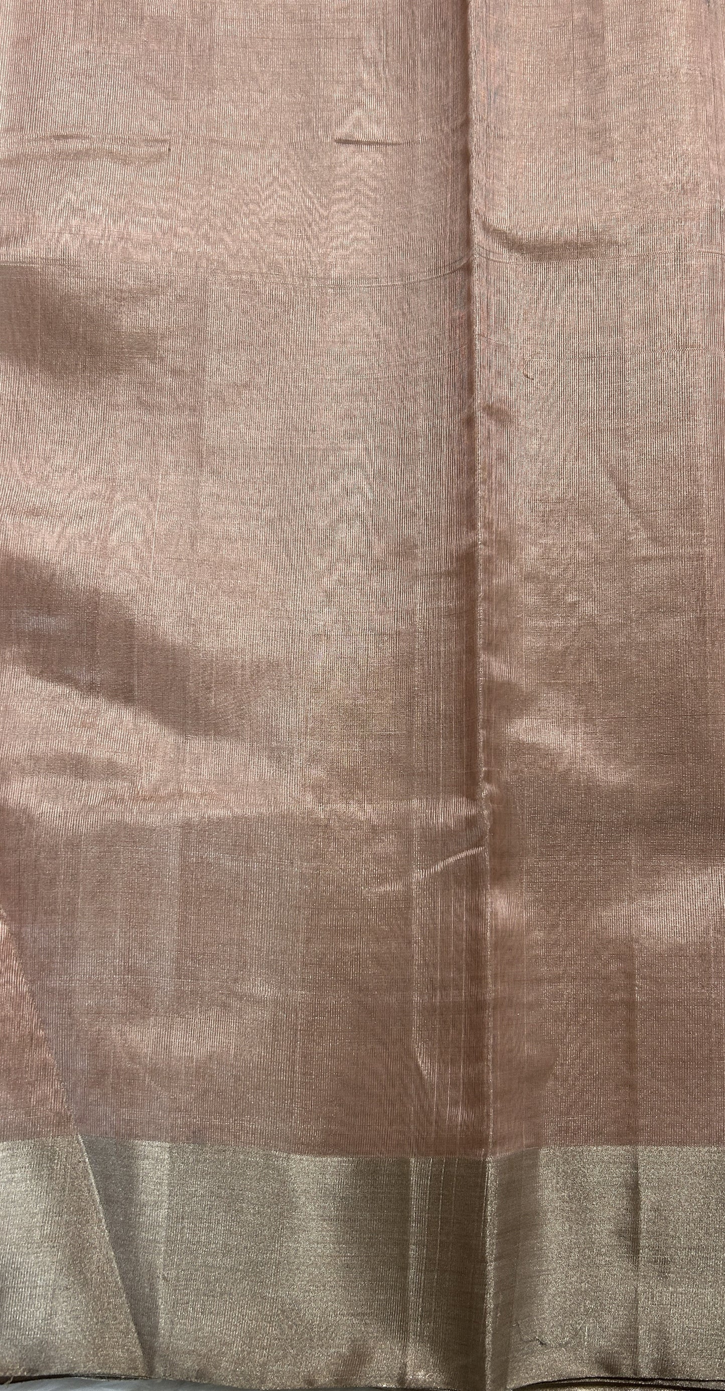 Chanderi Pattu Saree Light Peach colored saree complemented with a Silver Zari border - Sampradaya Designer Studio