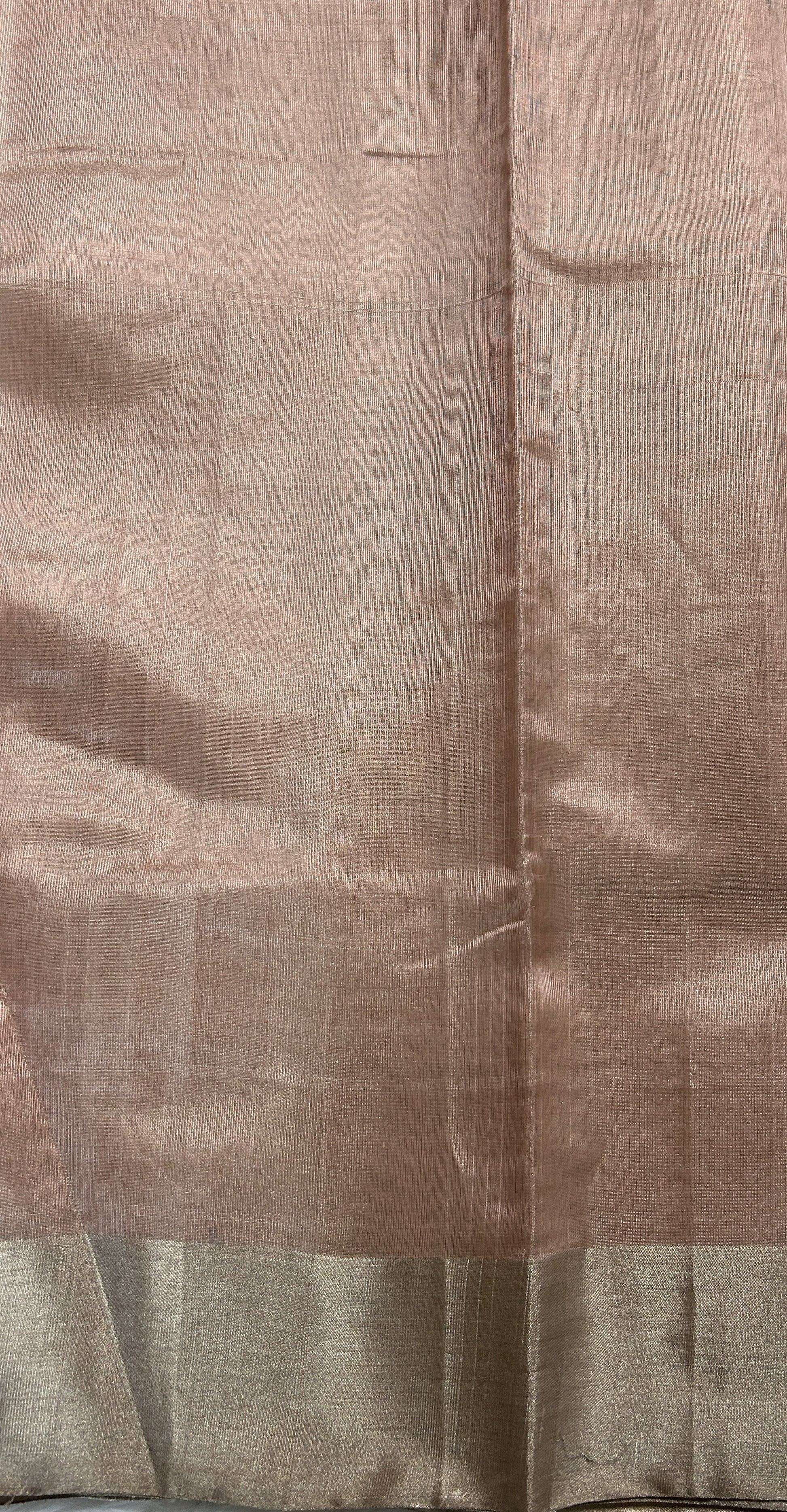 Chanderi Pattu Saree Light Peach colored saree complemented with a Silver Zari border - Sampradaya Designer Studio