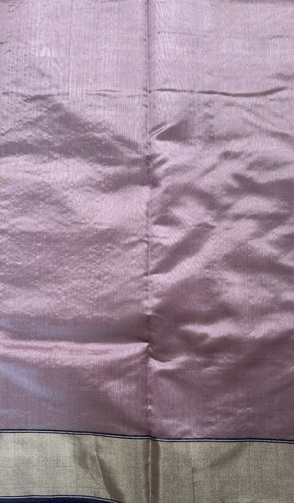 Chanderi Pattu Saree Pastel Purple colored saree complemented with a Silver Zari border - Sampradaya Designer Studio