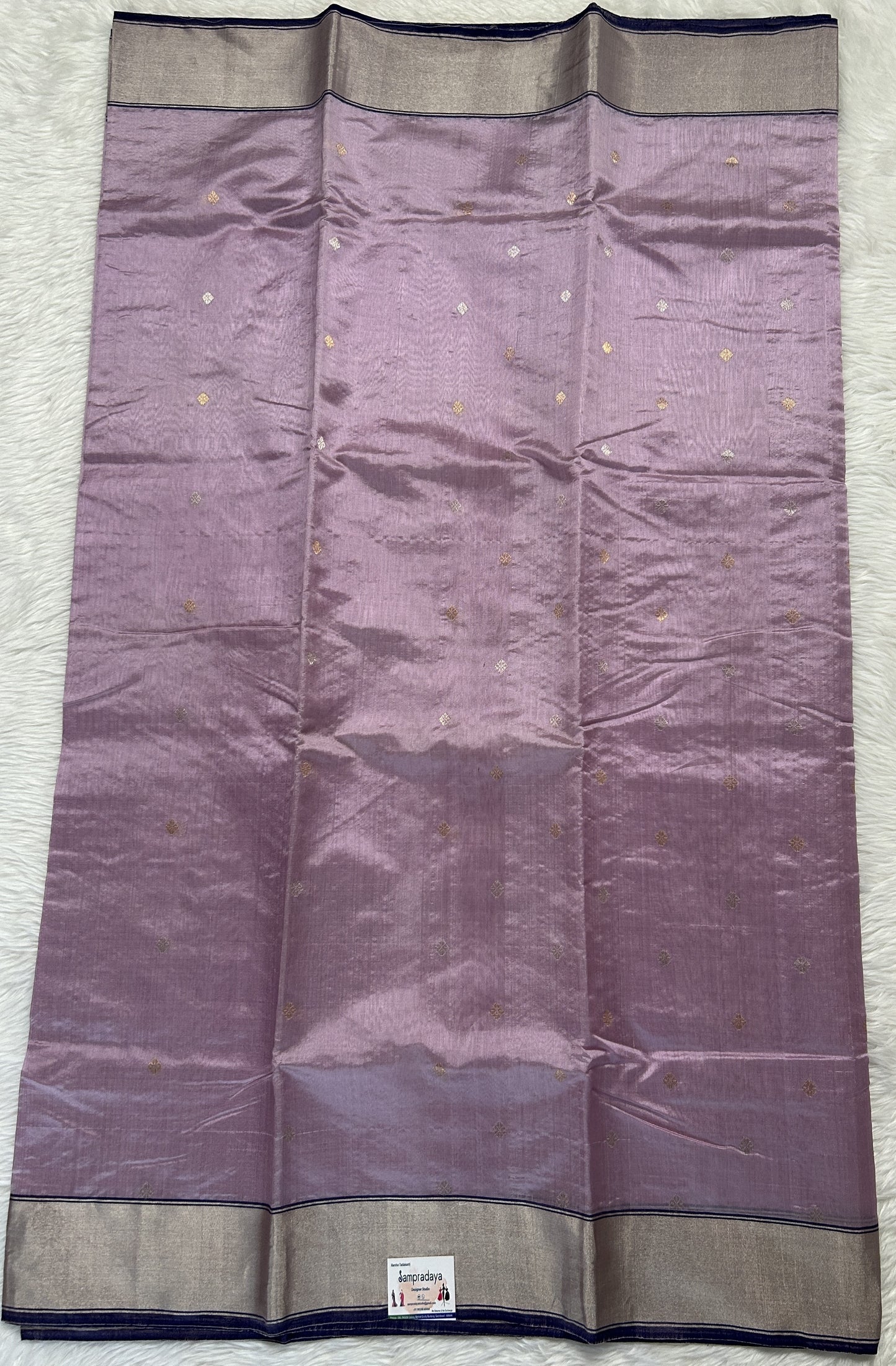 Chanderi Pattu Saree Pastel Purple colored saree complemented with a Silver Zari border - Sampradaya Designer Studio