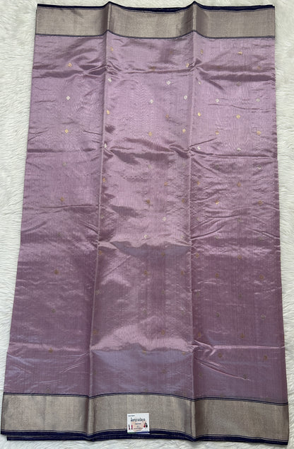 Chanderi Pattu Saree Pastel Purple colored saree complemented with a Silver Zari border - Sampradaya Designer Studio