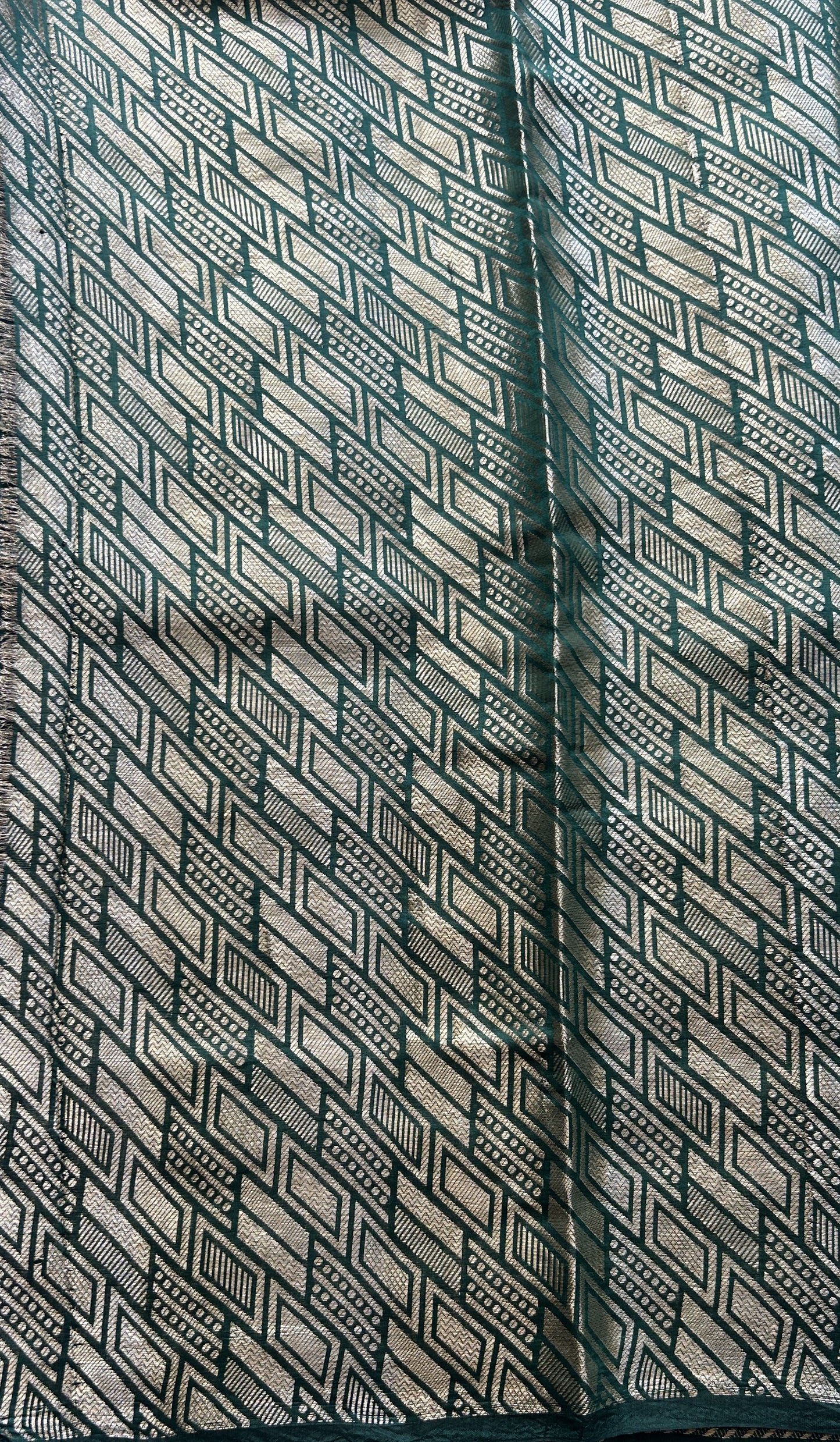 Chiniya Silk Saree Bottle Green Colored Elegantly Paired with a Zari Border. - Sampradaya Designer Studio