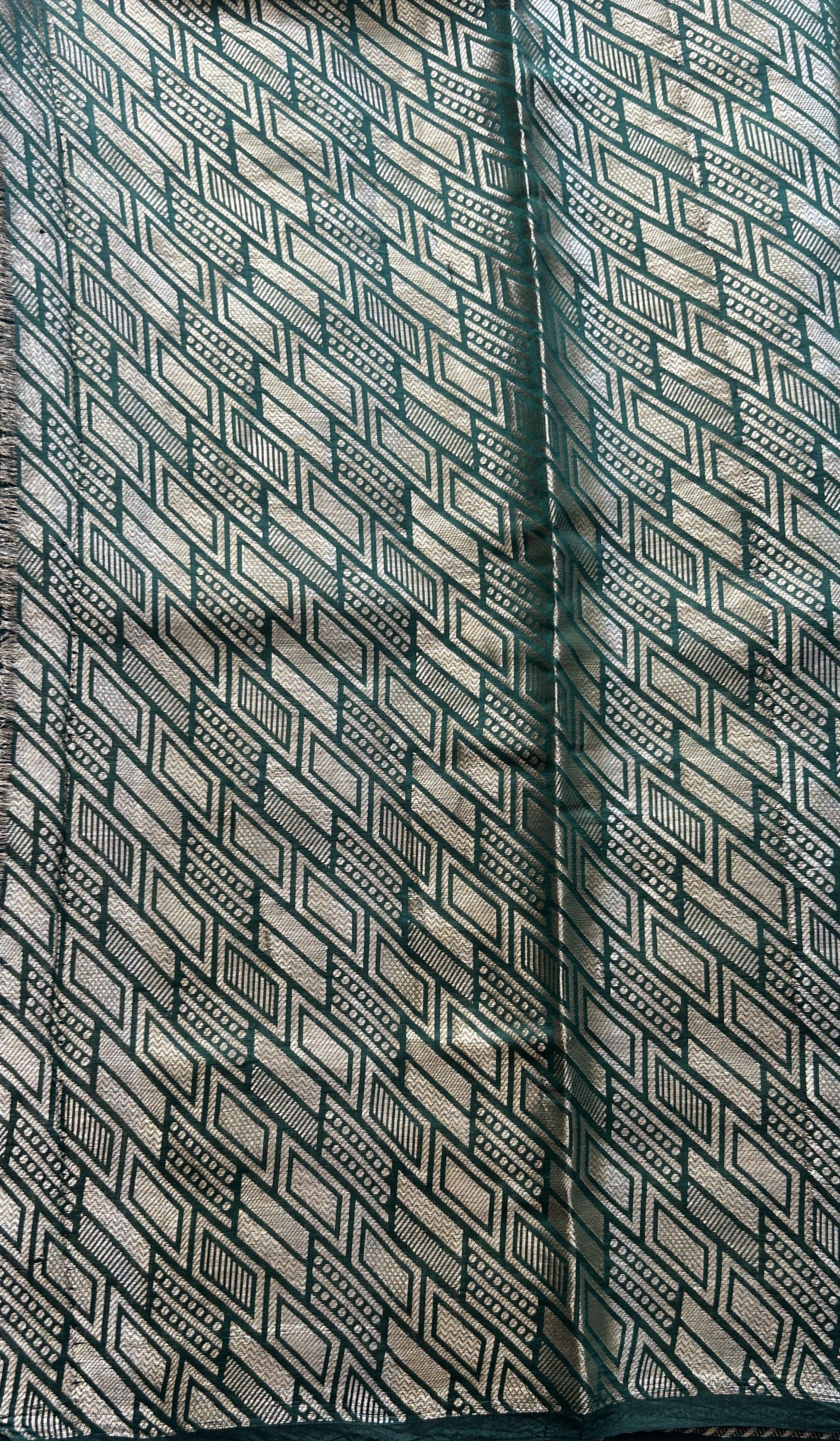 Chiniya Silk Saree Bottle Green Colored Elegantly Paired with a Zari Border. - Sampradaya Designer Studio