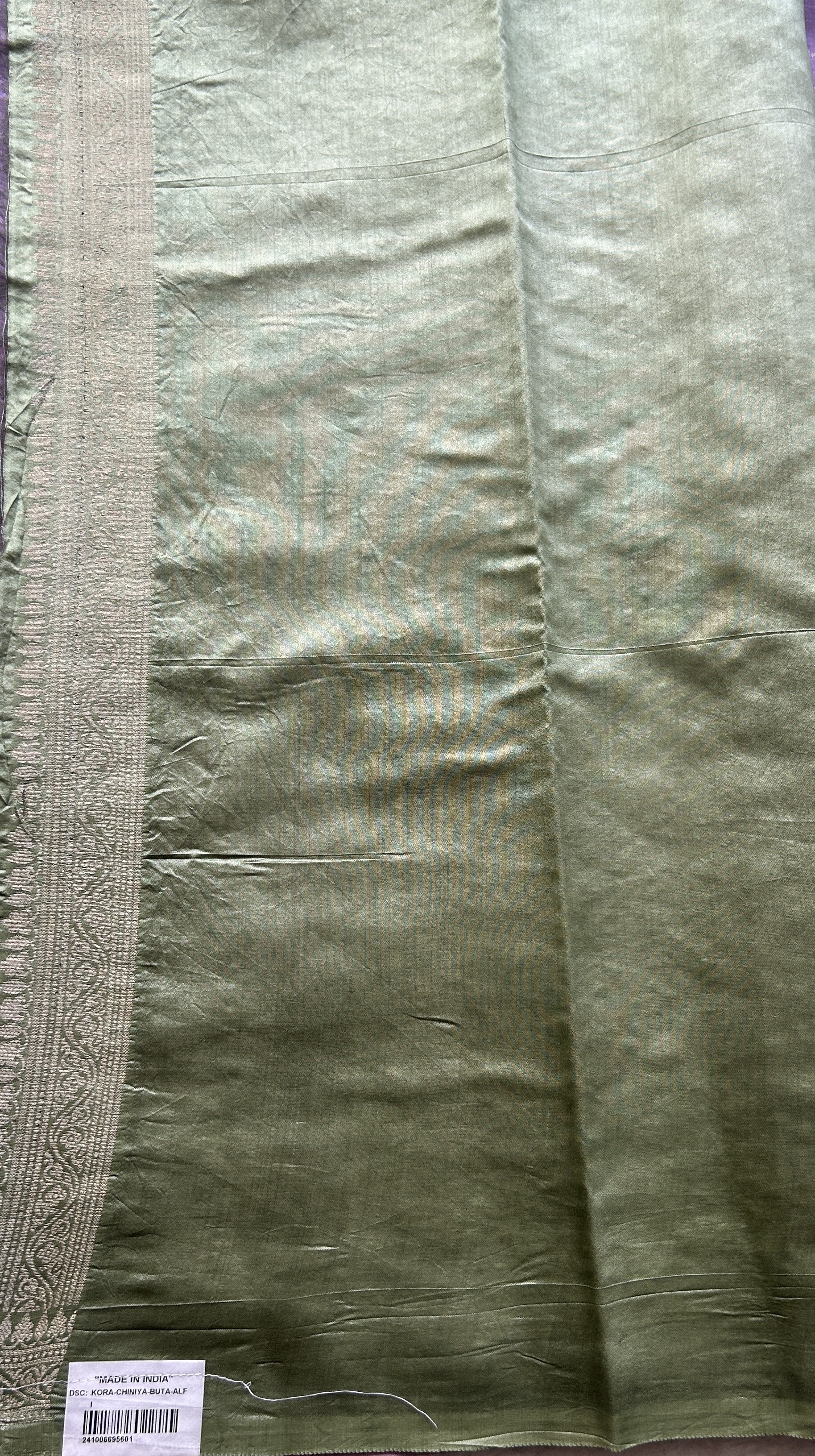 Chiniya Silk Saree Lavender Colored Elegantly Paired with a Zari Border. - Sampradaya Designer Studio