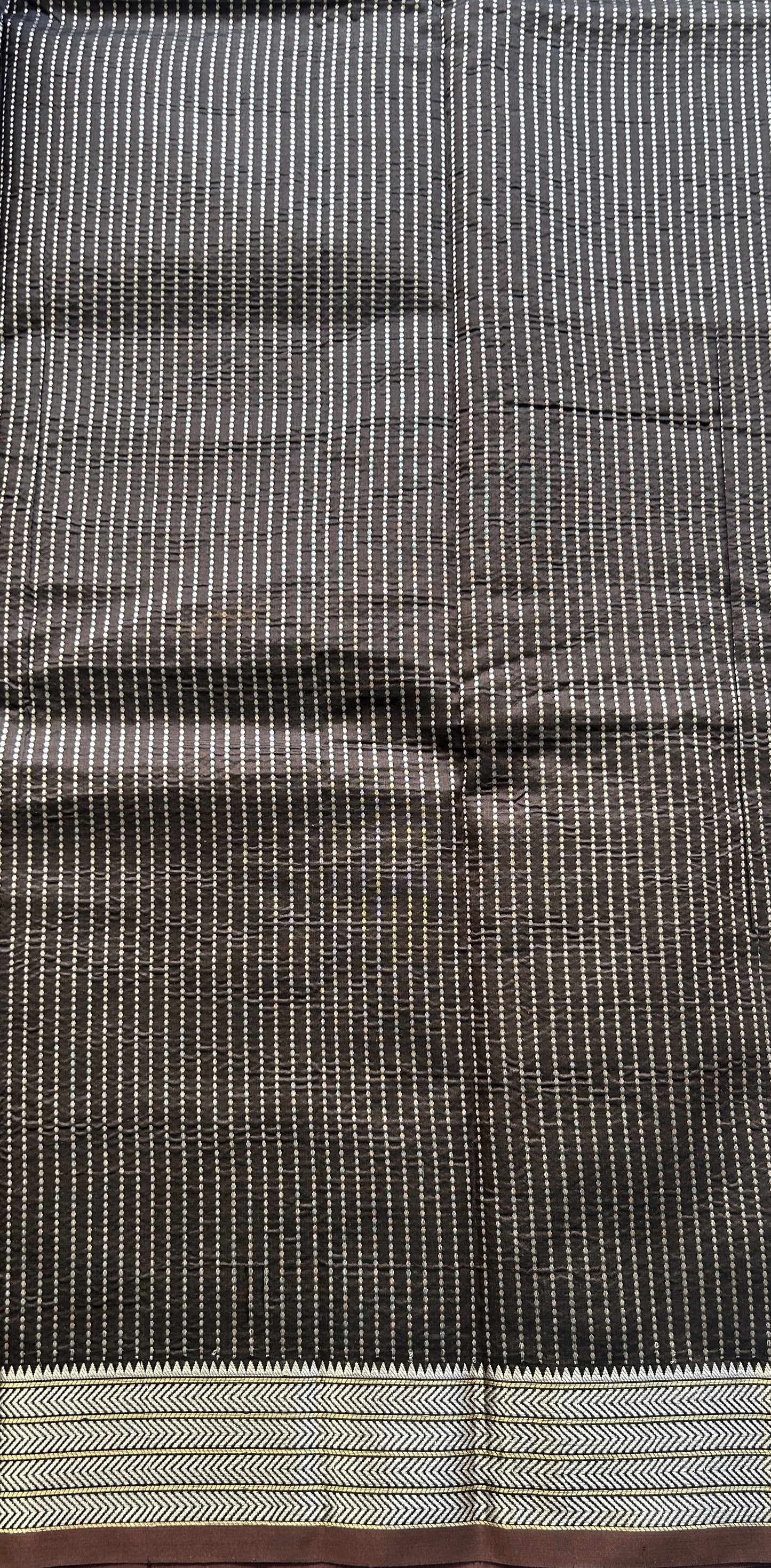 Banarasi Katan Silk Saree Brinjal Colored Elegantly Paired with a Zari border. - Sampradaya Designer Studio