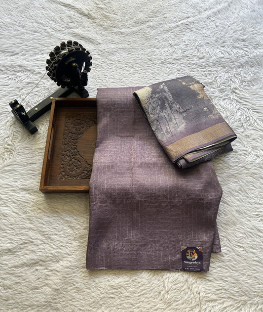 Semi Tussar Silk Dress Material Lavender Colored Complemented with a Borderless. - Sampradaya Designer Studio