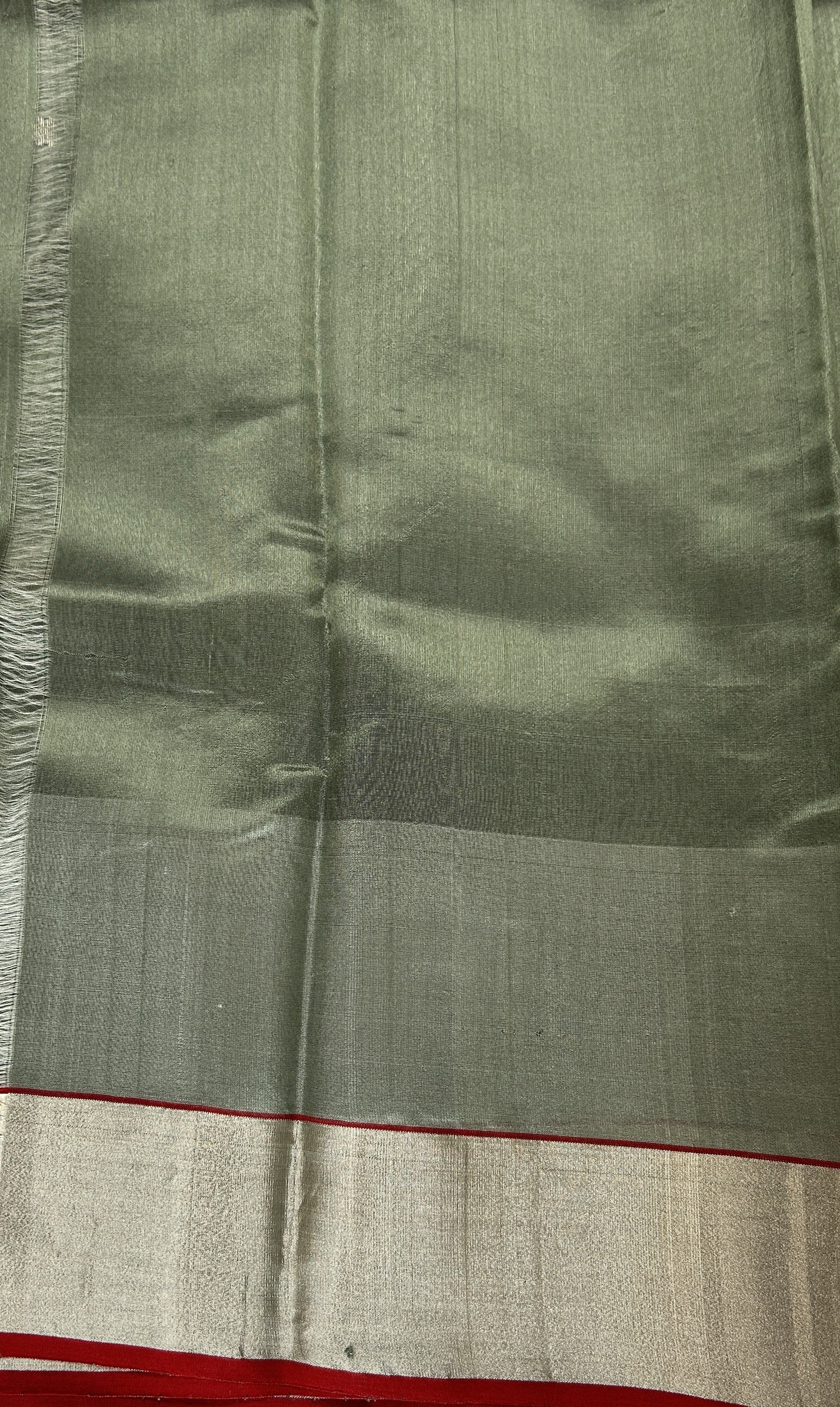 Chanderi Pattu Saree Mint Green colored saree complemented with a Silver Zari border - Sampradaya Designer Studio