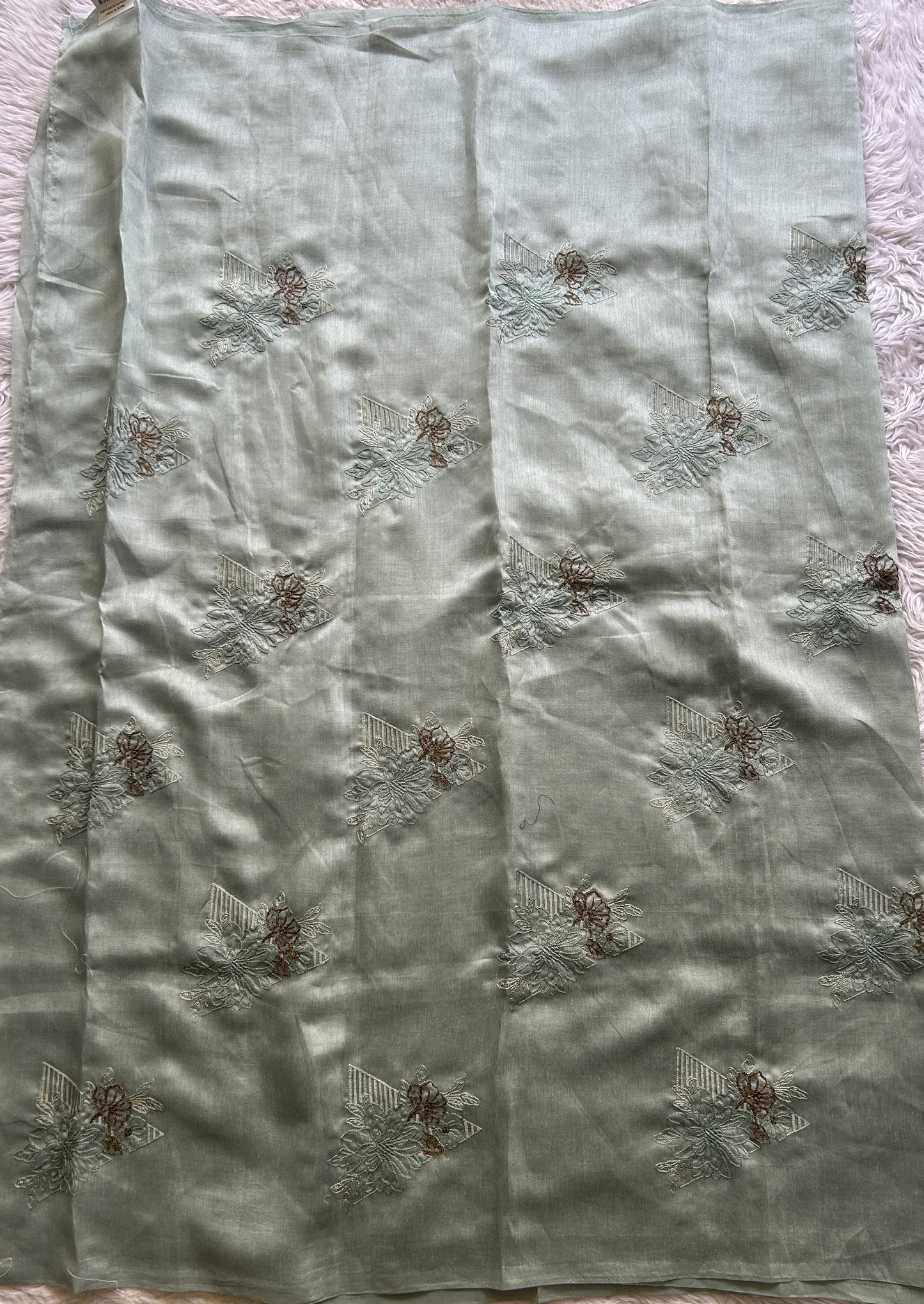 Tussar Silk Dress Material Sea Blue Colored Elegantly with a Borderless. - Sampradaya Designer Studio