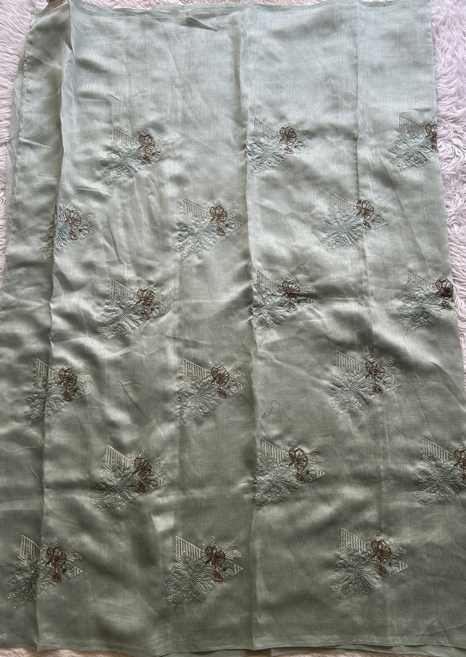 Tussar Silk Dress Material Sea Blue Colored Elegantly with a Borderless. - Sampradaya Designer Studio