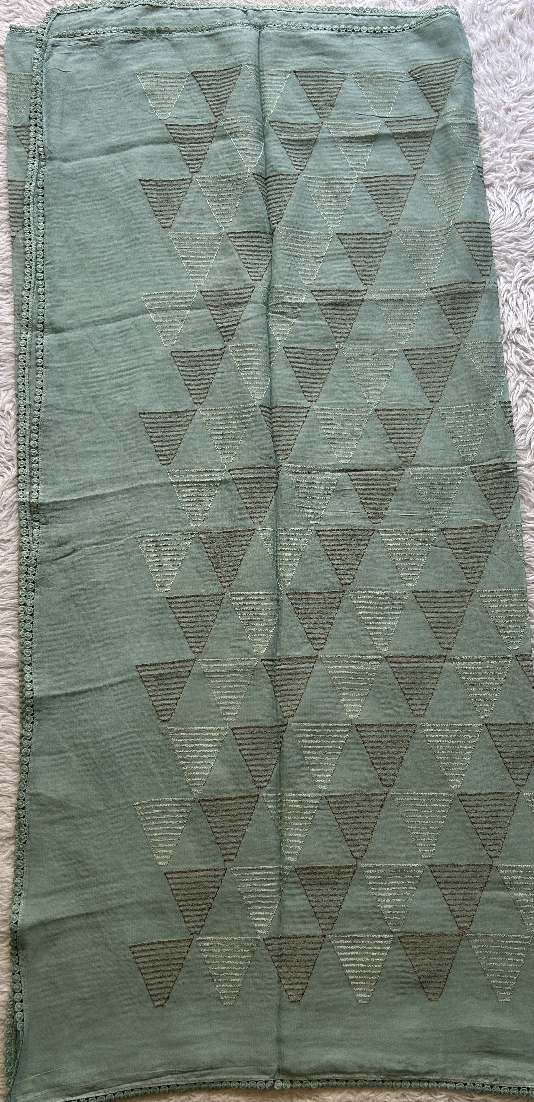 Tussar Silk Dress Material Sea Blue Colored Elegantly with a Borderless. - Sampradaya Designer Studio