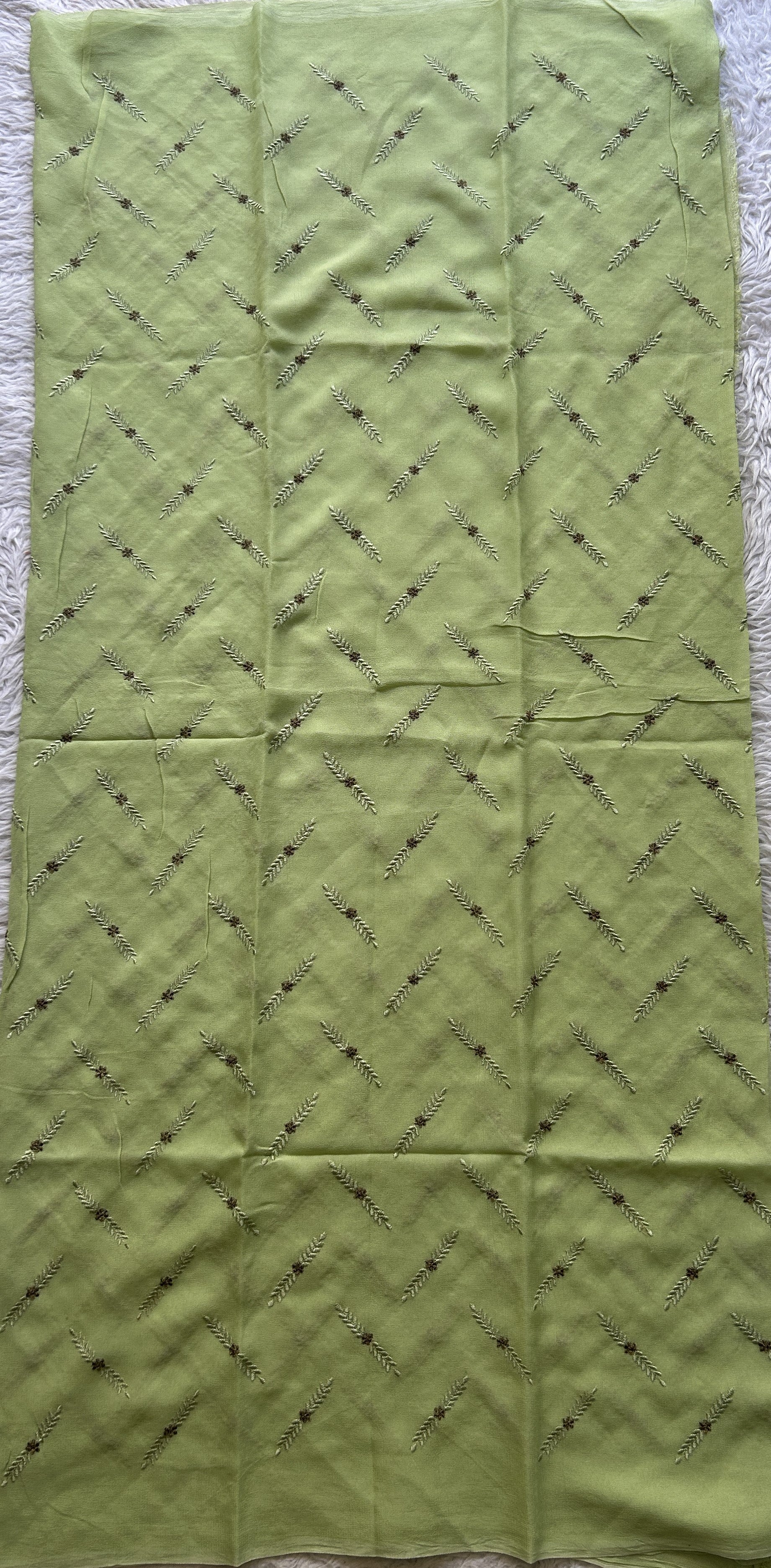 Tussar Silk Dress Material Light Green Colored Elegantly with a Borderless. - Sampradaya Designer Studio