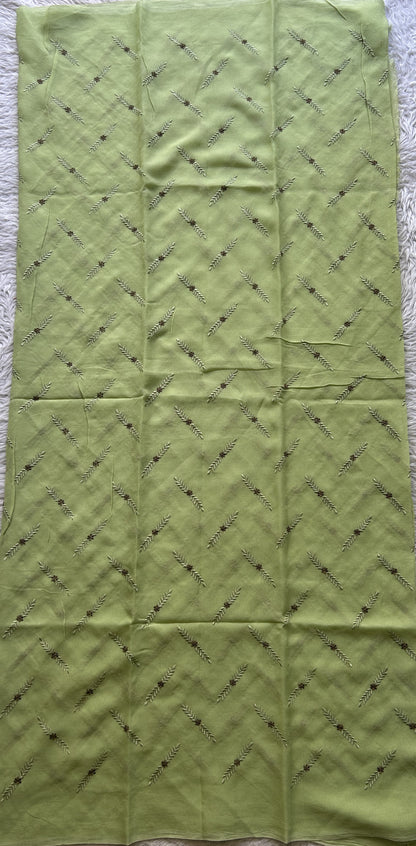 Tussar Silk Dress Material Light Green Colored Elegantly with a Borderless. - Sampradaya Designer Studio