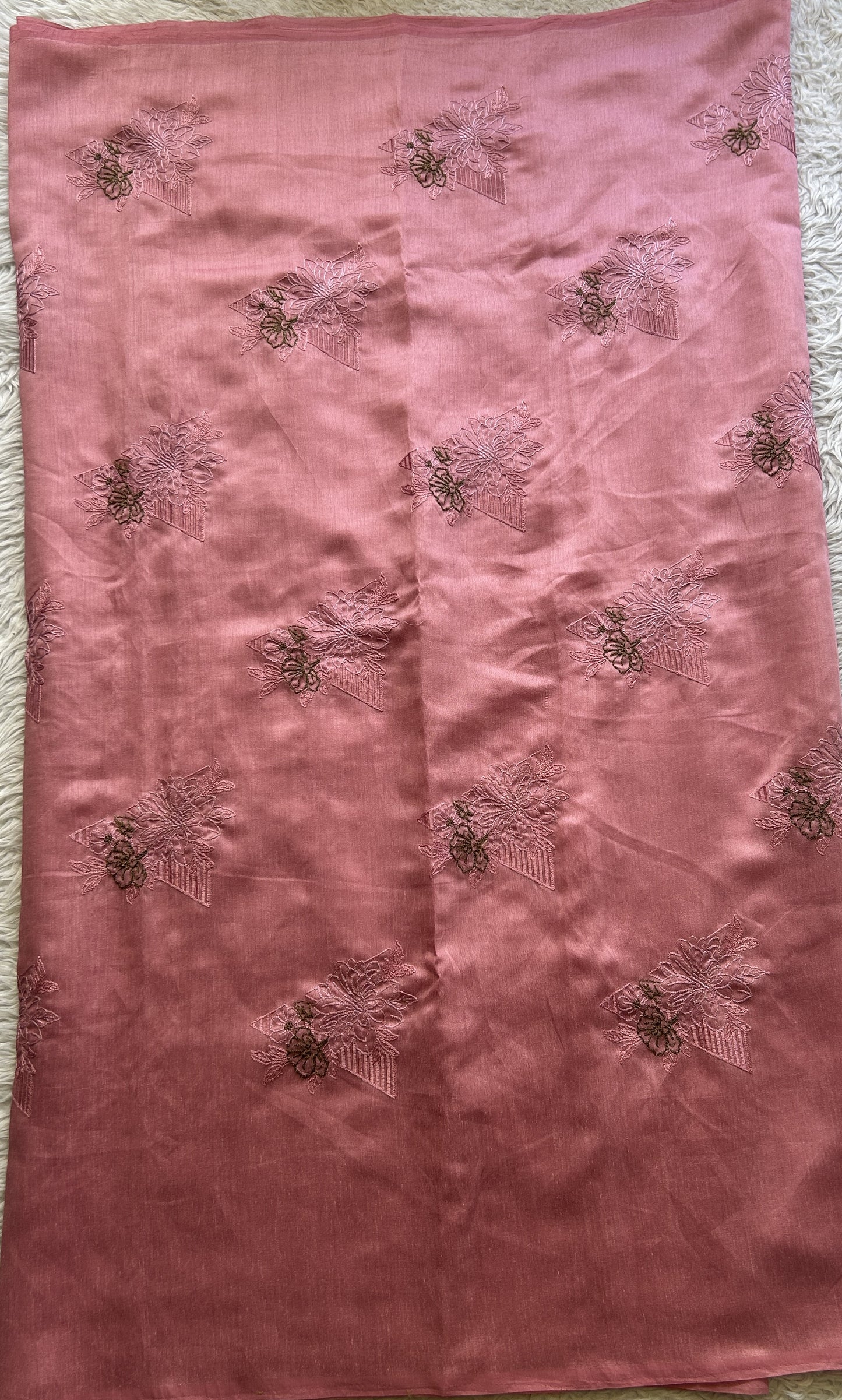 Tussar Silk Dress Material Pink Colored Elegantly with a Borderless. - Sampradaya Designer Studio