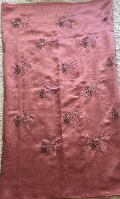 Tussar Silk Dress Material Pink Colored Elegantly with a Borderless. - Sampradaya Designer Studio